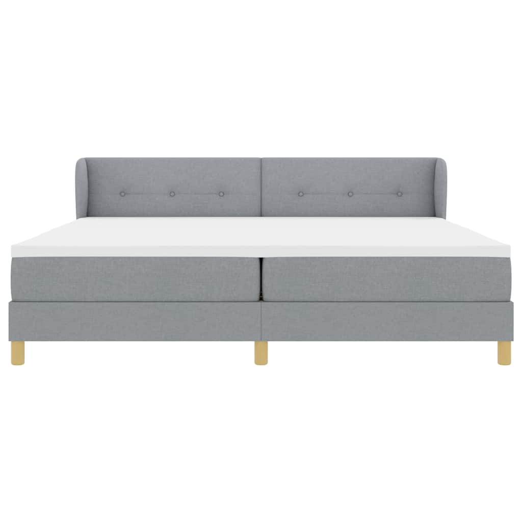 Boxspringbed met hoofdeinde Lichtgrijs 200 x 200 cm Stof