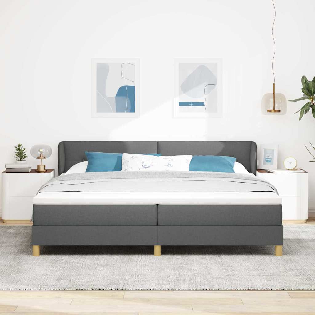 Boxspringbed met hoofdeinde Donkergrijs 200 x 200 cm Stof