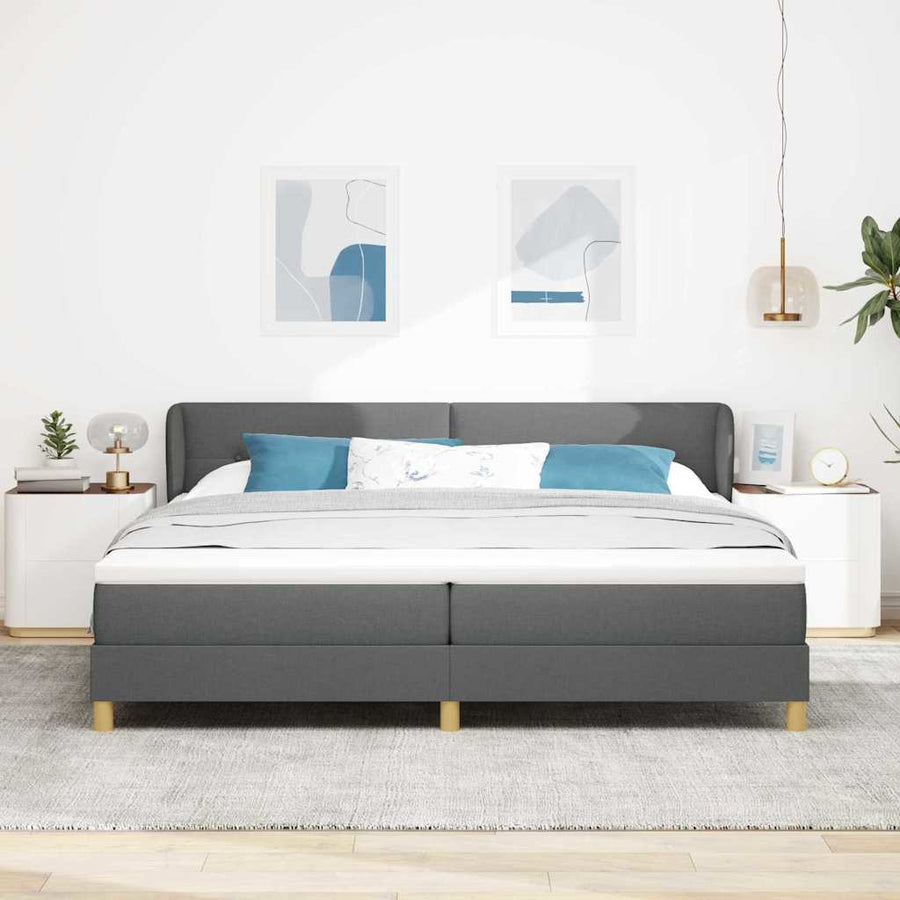 Boxspringbed met hoofdeinde Donkergrijs 200 x 200 cm Stof