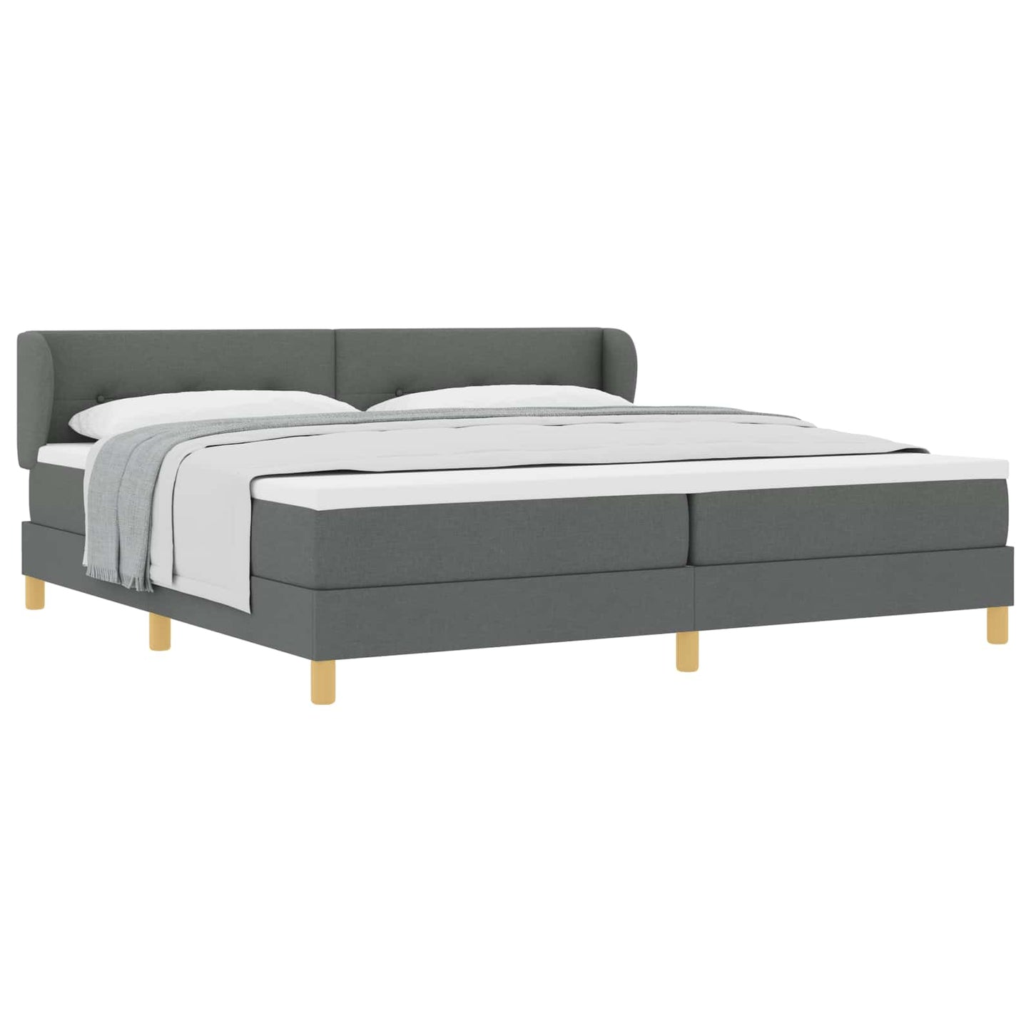 Boxspringbed met hoofdeinde Donkergrijs 200 x 200 cm Stof
