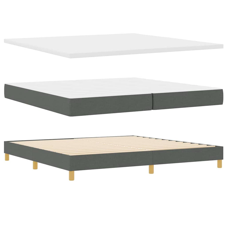 Boxspringbed met hoofdeinde Donkergrijs 200 x 200 cm Stof