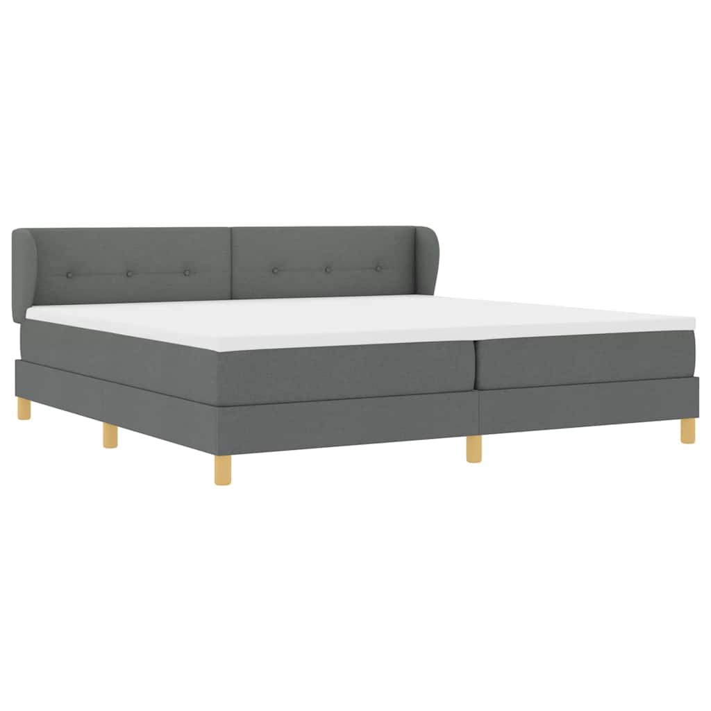 Boxspringbed met hoofdeinde Donkergrijs 200 x 200 cm Stof