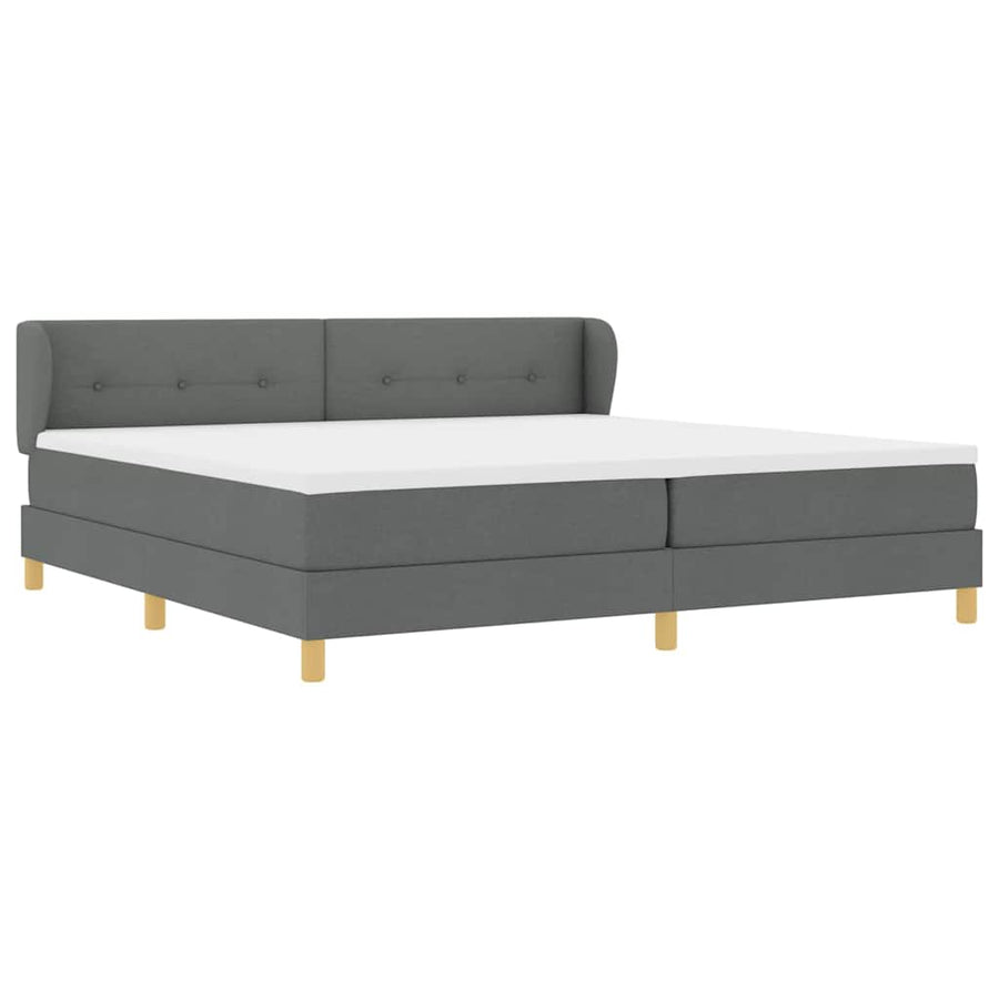 Boxspringbed met hoofdeinde Donkergrijs 200 x 200 cm Stof