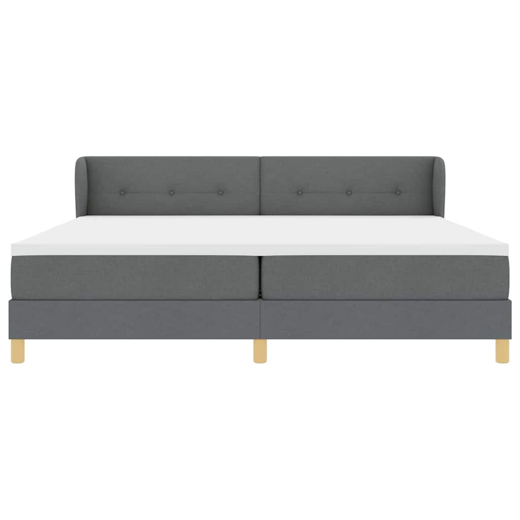 Boxspringbed met hoofdeinde Donkergrijs 200 x 200 cm Stof