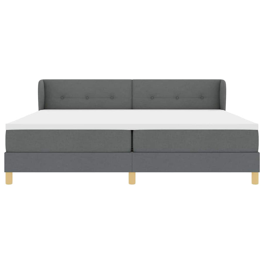 Boxspringbed met hoofdeinde Donkergrijs 200 x 200 cm Stof