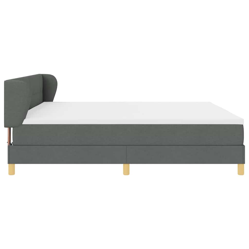 Boxspringbed met hoofdeinde Donkergrijs 200 x 200 cm Stof