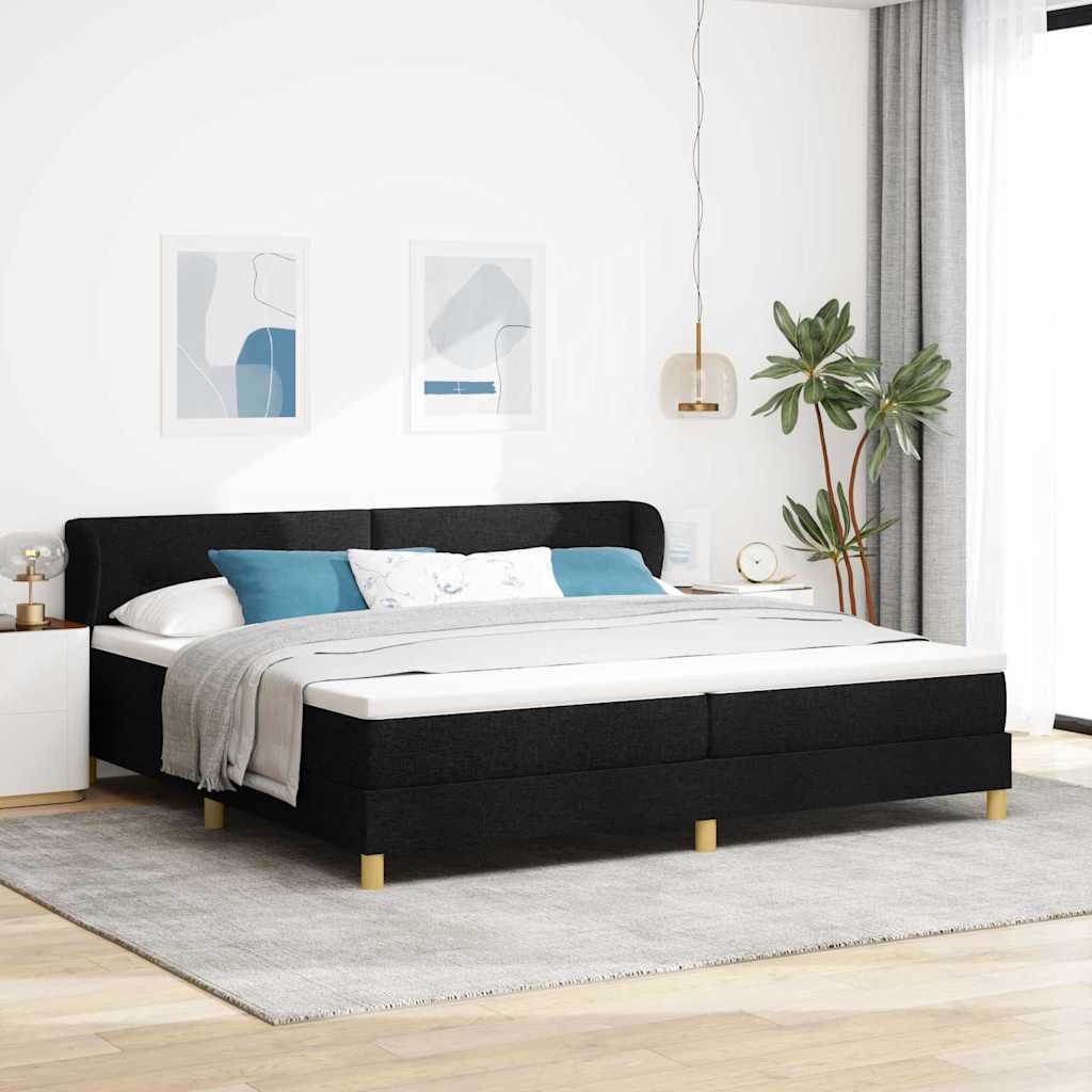 Boxspringbed met matras met hoofdeinde Zwart 200 x 200 cm Stof