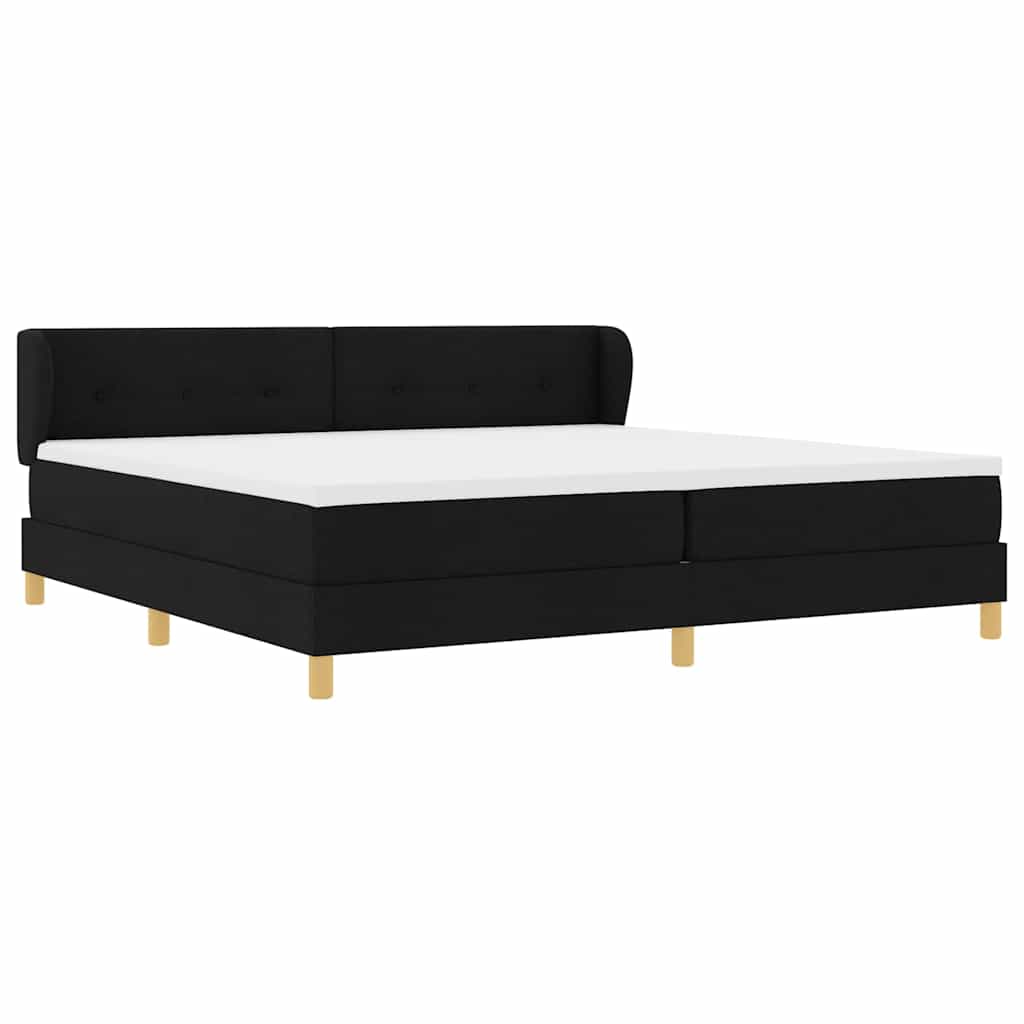 Boxspringbed met matras met hoofdeinde Zwart 200 x 200 cm Stof
