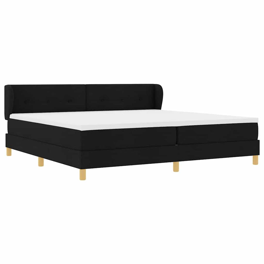 Boxspringbed met matras met hoofdeinde Zwart 200 x 200 cm Stof