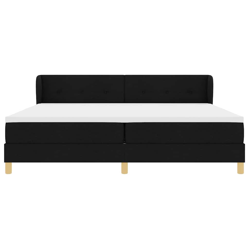 Boxspringbed met matras met hoofdeinde Zwart 200 x 200 cm Stof