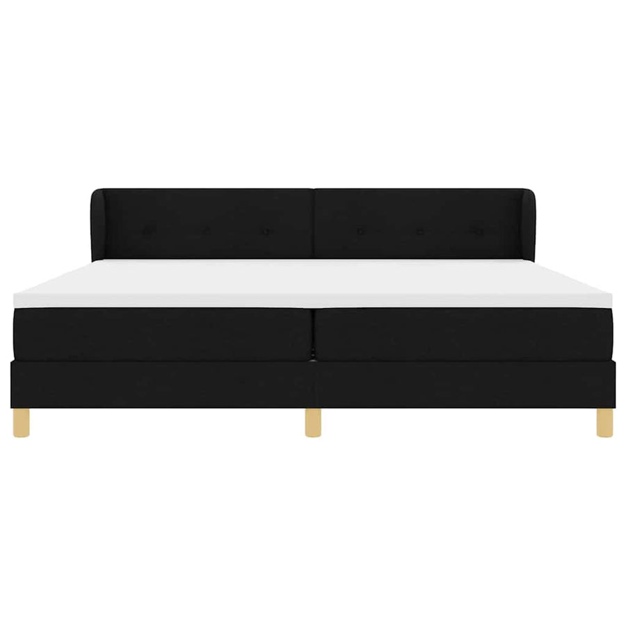 Boxspringbed met matras met hoofdeinde Zwart 200 x 200 cm Stof