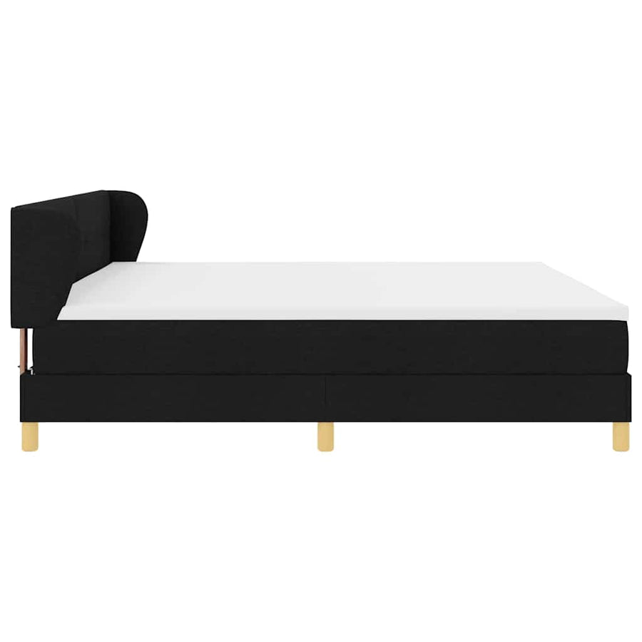 Boxspringbed met matras met hoofdeinde Zwart 200 x 200 cm Stof