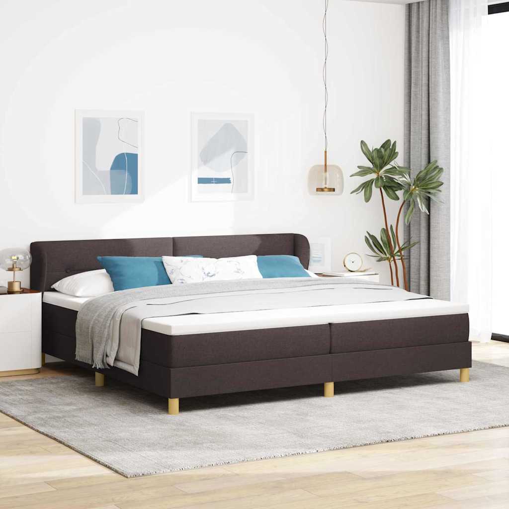 Boxspringbed met hoofdeinde Donkerbruin 200 x 200 cm Stof