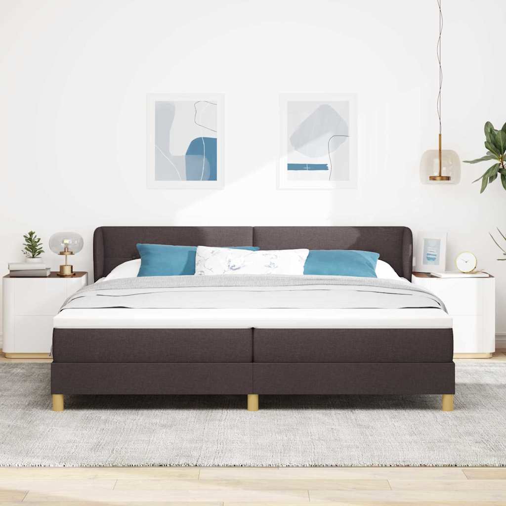 Boxspringbed met hoofdeinde Donkerbruin 200 x 200 cm Stof