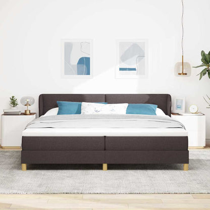 Boxspringbed met hoofdeinde Donkerbruin 200 x 200 cm Stof