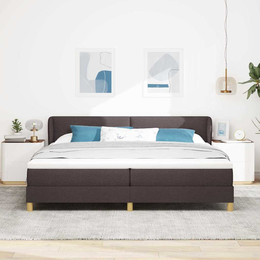 Boxspringbed met hoofdeinde Donkerbruin 200 x 200 cm Stof