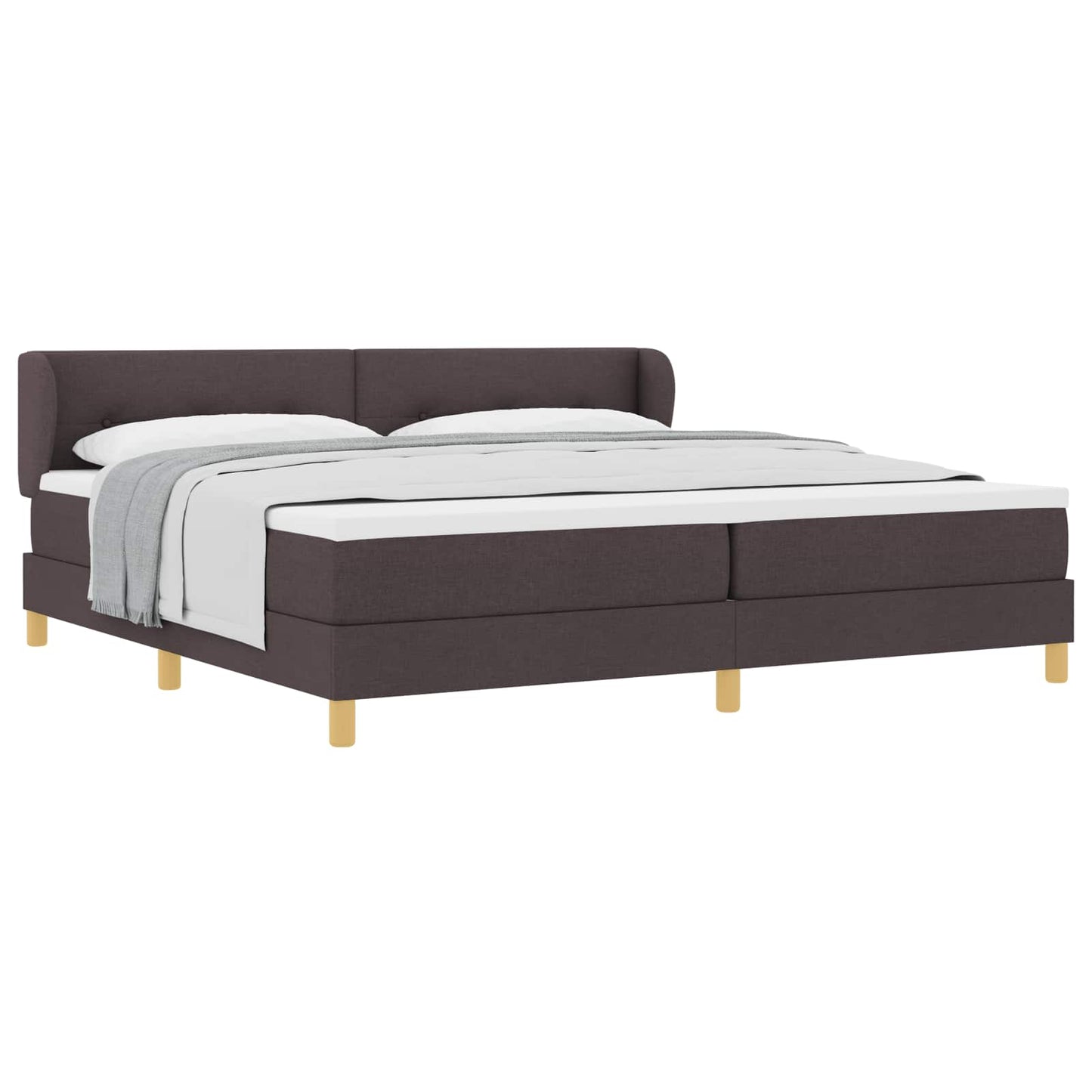Boxspringbed met hoofdeinde Donkerbruin 200 x 200 cm Stof