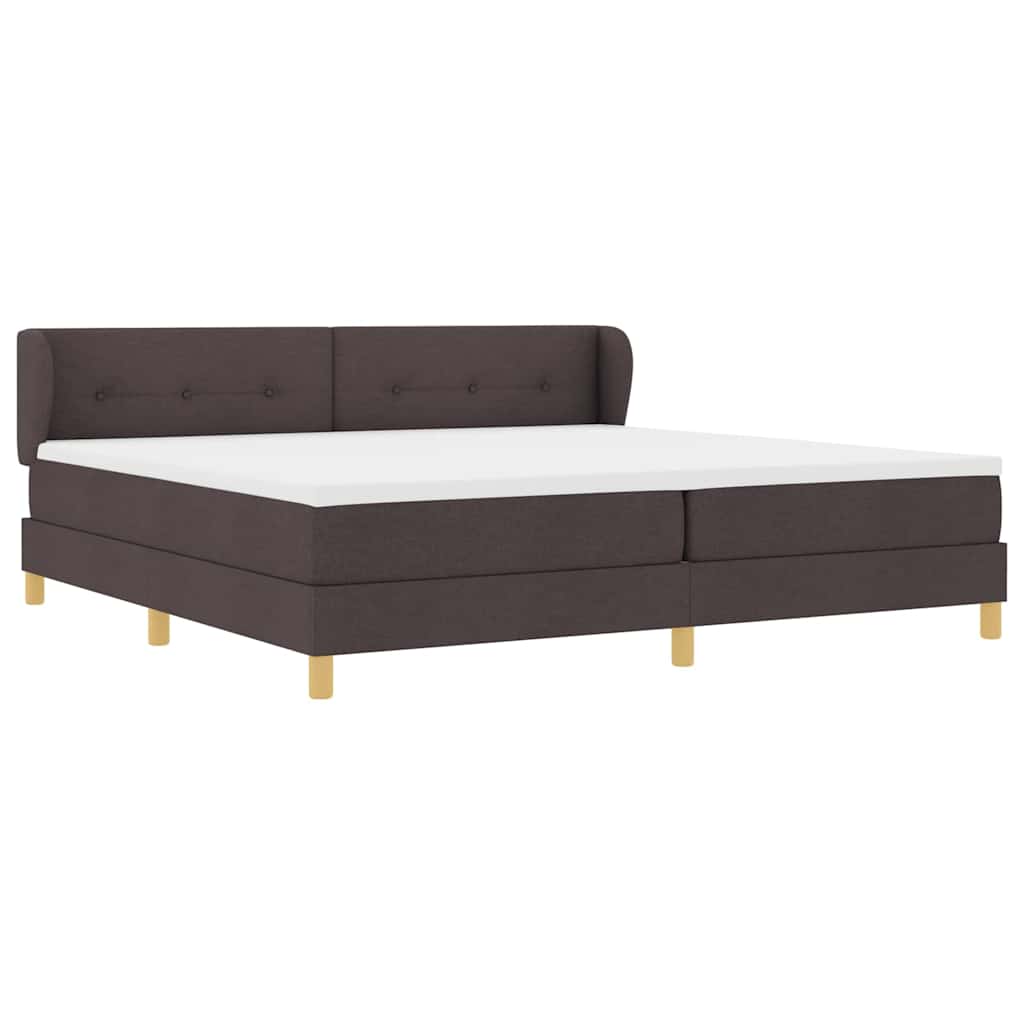Boxspringbed met hoofdeinde Donkerbruin 200 x 200 cm Stof