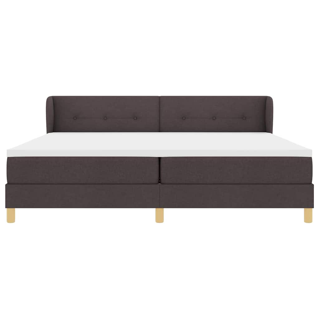 Boxspringbed met hoofdeinde Donkerbruin 200 x 200 cm Stof