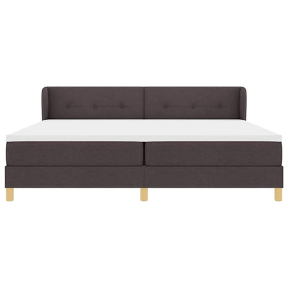 Boxspringbed met hoofdeinde Donkerbruin 200 x 200 cm Stof