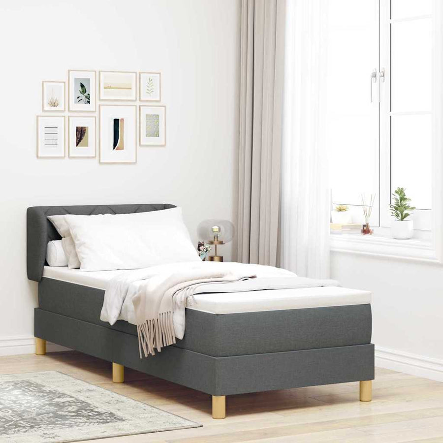 Boxspringbed met matras Donkergrijs 80 x 200 cm Stof