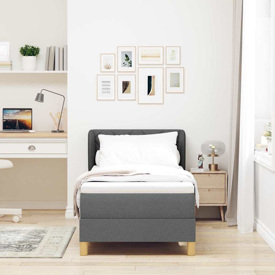 Boxspringbed met matras Donkergrijs 80 x 200 cm Stof