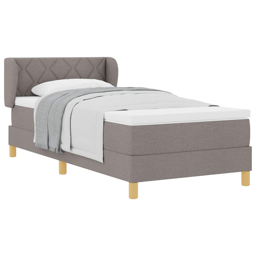 Boxspringbed Met Matras Met Hoofdeinde Stof Taupe 90 x 190 cm Diamant blokken ontwerp