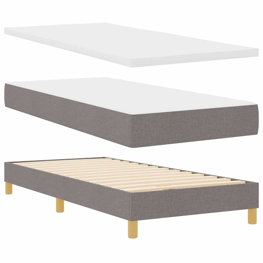 Boxspringbed Met Matras Met Hoofdeinde Stof Taupe 90 x 190 cm Diamant blokken ontwerp