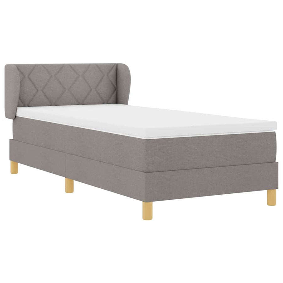 Boxspringbed Met Matras Met Hoofdeinde Stof Taupe 90 x 190 cm Diamant blokken ontwerp