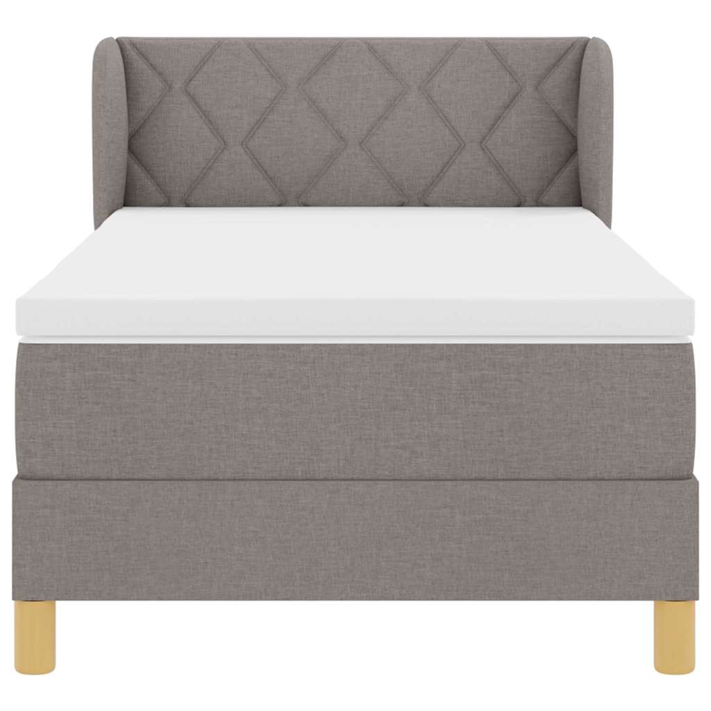 Boxspringbed Met Matras Met Hoofdeinde Stof Taupe 90 x 190 cm Diamant blokken ontwerp