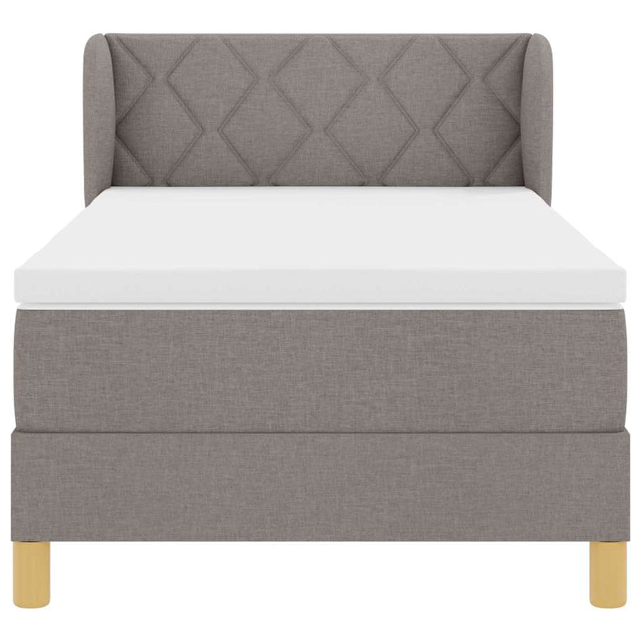 Boxspringbed Met Matras Met Hoofdeinde Stof Taupe 90 x 190 cm Diamant blokken ontwerp