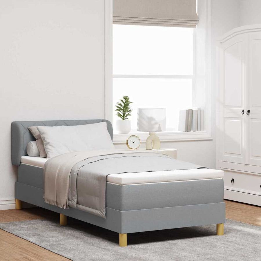 Boxspringbed met matras Lichtgrijs 100 x 200 cm Stof