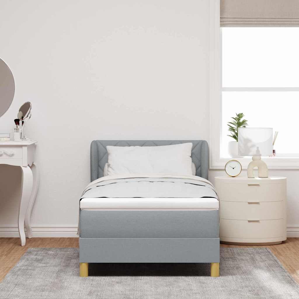 Boxspringbed met matras Lichtgrijs 100 x 200 cm Stof