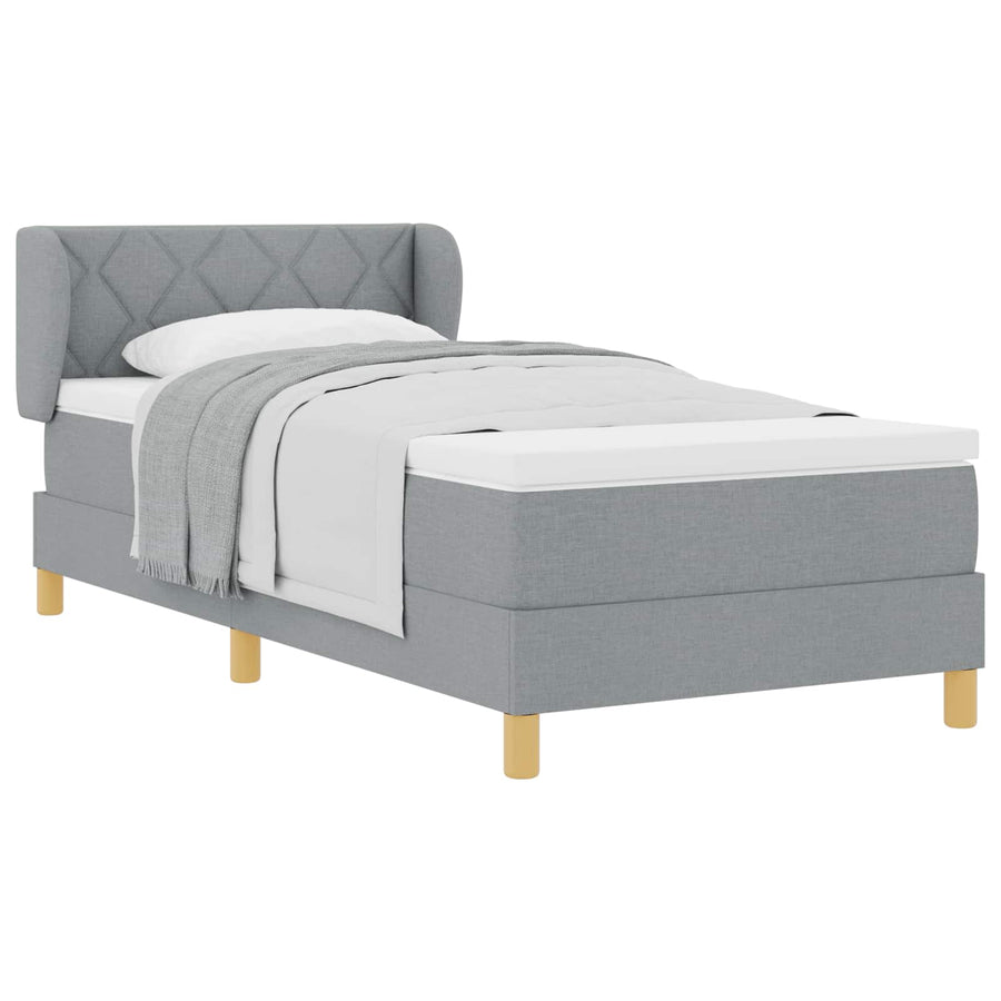 Boxspringbed met matras Lichtgrijs 100 x 200 cm Stof