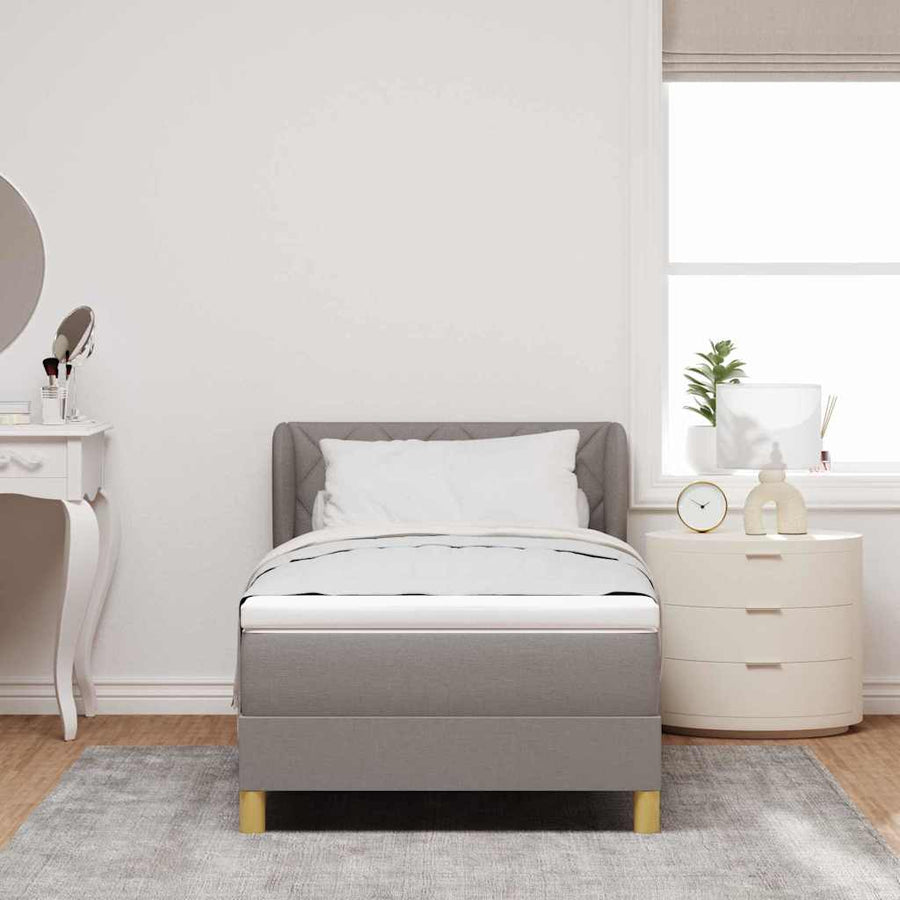 Boxspringbed met matras met hoofdeinde Taupe 100 x 200 cm Stof