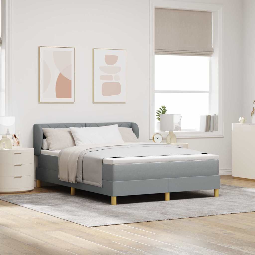 Boxspringbed met hoofdeinde Lichtgrijs 140 x 190 cm Stof
