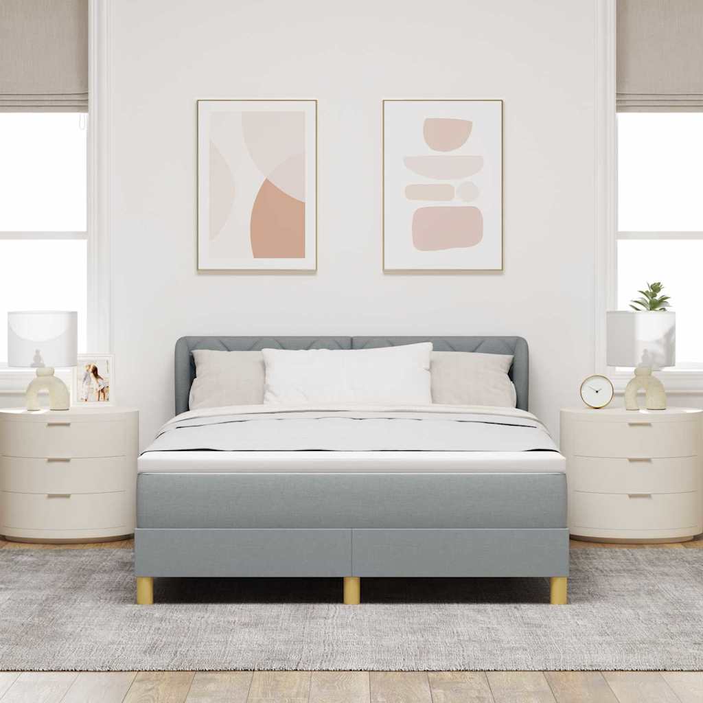 Boxspringbed met hoofdeinde Lichtgrijs 140 x 190 cm Stof