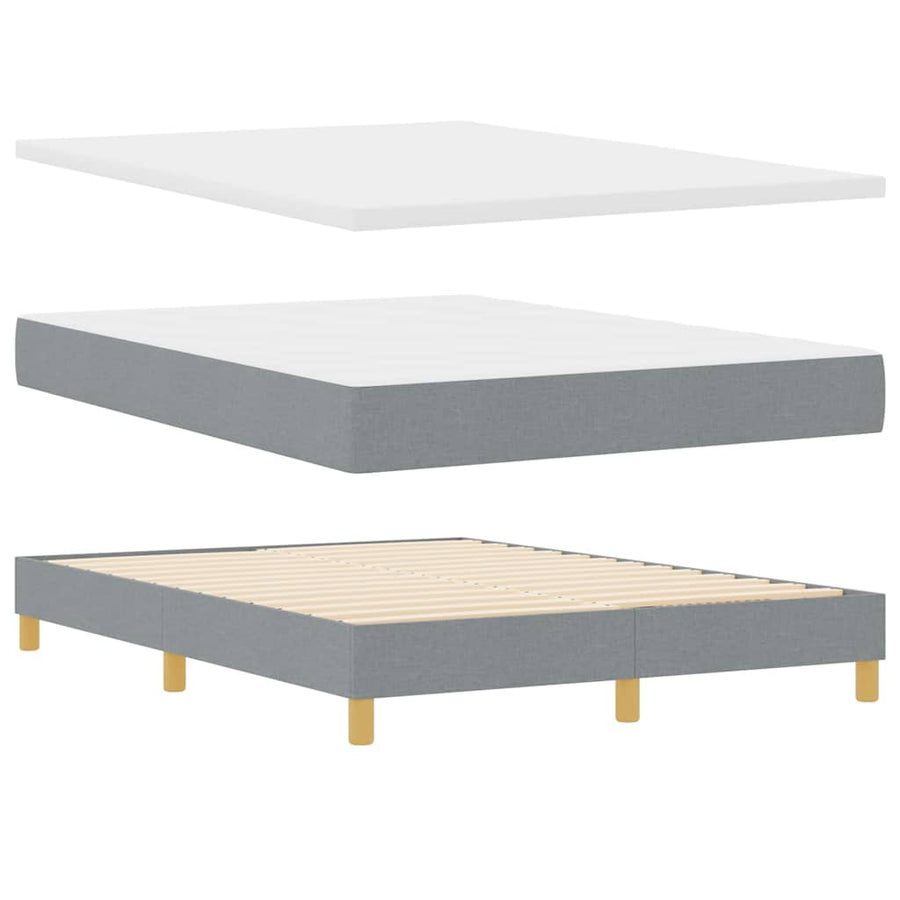 Boxspringbed met hoofdeinde Lichtgrijs 140 x 190 cm Stof