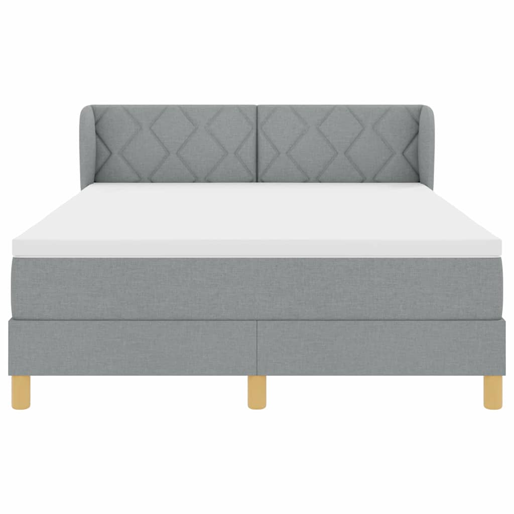 Boxspringbed met hoofdeinde Lichtgrijs 140 x 190 cm Stof