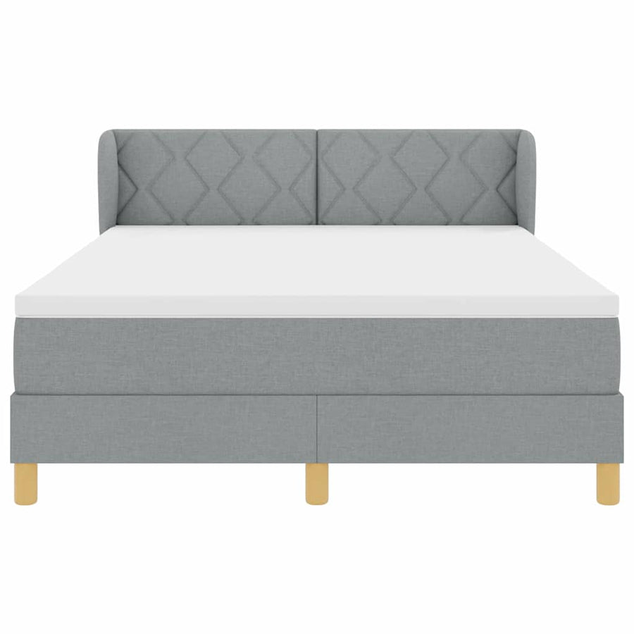 Boxspringbed met hoofdeinde Lichtgrijs 140 x 190 cm Stof