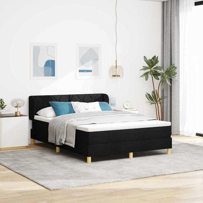 Boxspringbed met hoofdeinde Zwart 140 x 190 cm Stof