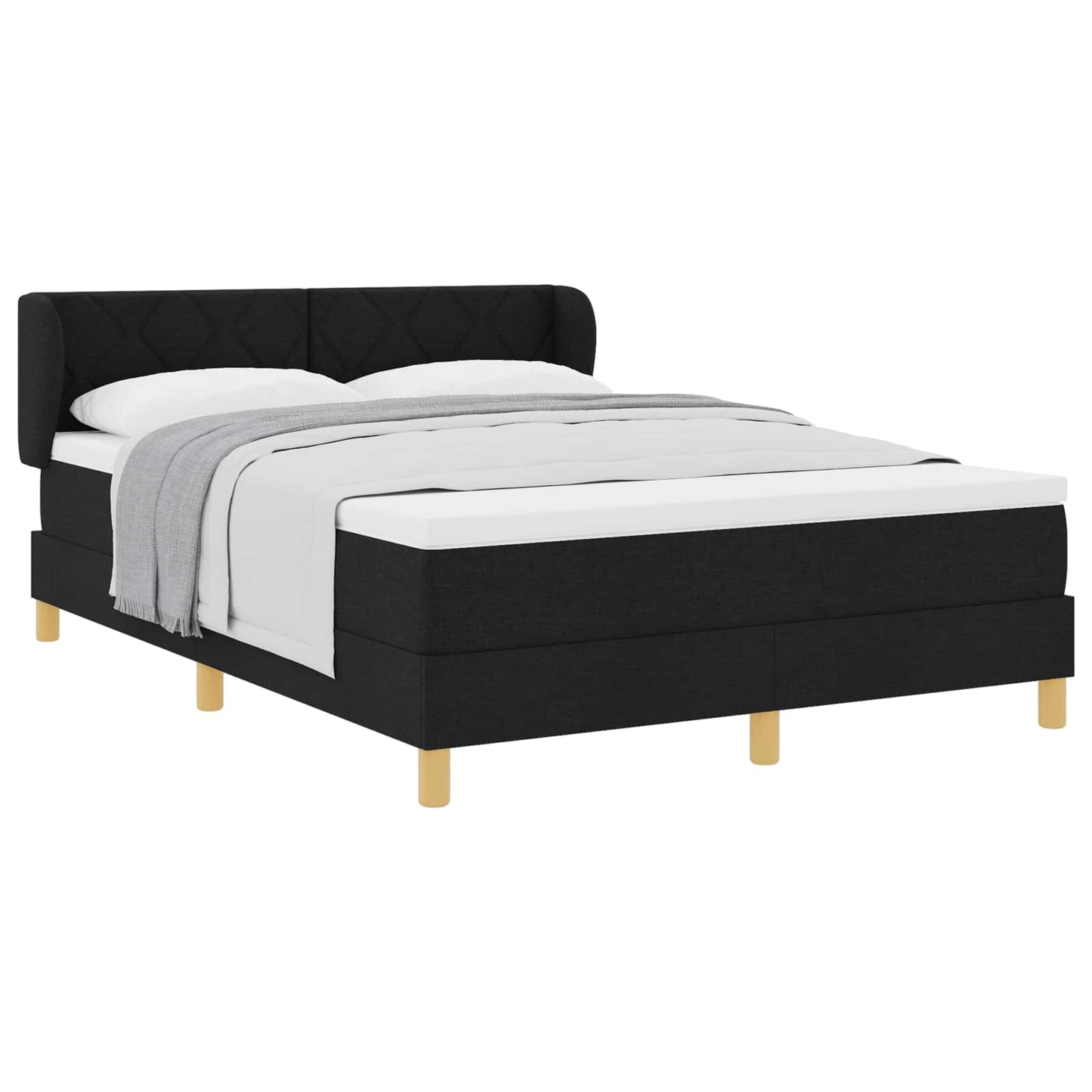 Boxspringbed met hoofdeinde Zwart 140 x 190 cm Stof