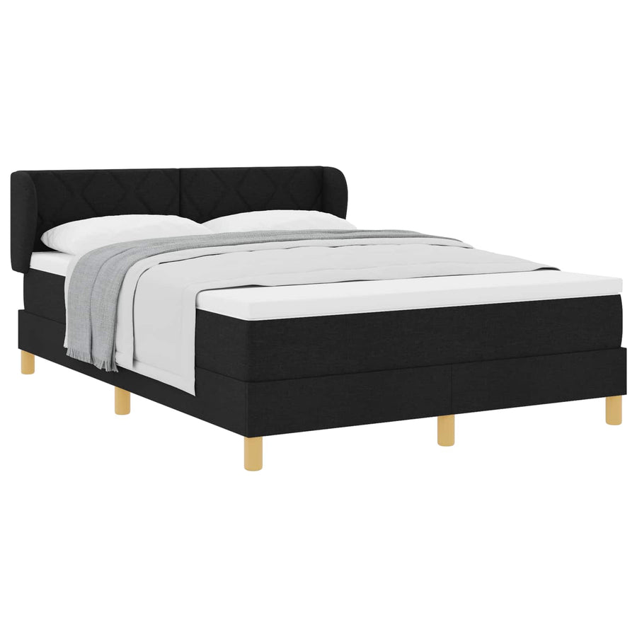 Boxspringbed met hoofdeinde Zwart 140 x 190 cm Stof