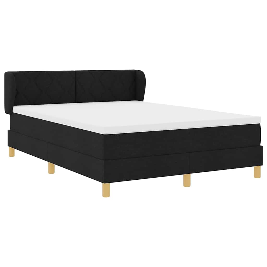 Boxspringbed met hoofdeinde Zwart 140 x 190 cm Stof