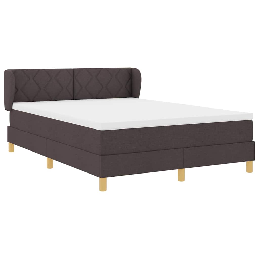 Boxspringbed met hoofdeinde Donkerbruin 140 x 190 cm Stof