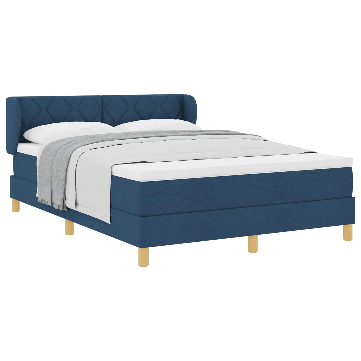 Boxspringbed met hoofdeinde Blauw 140 x 190 cm Stof