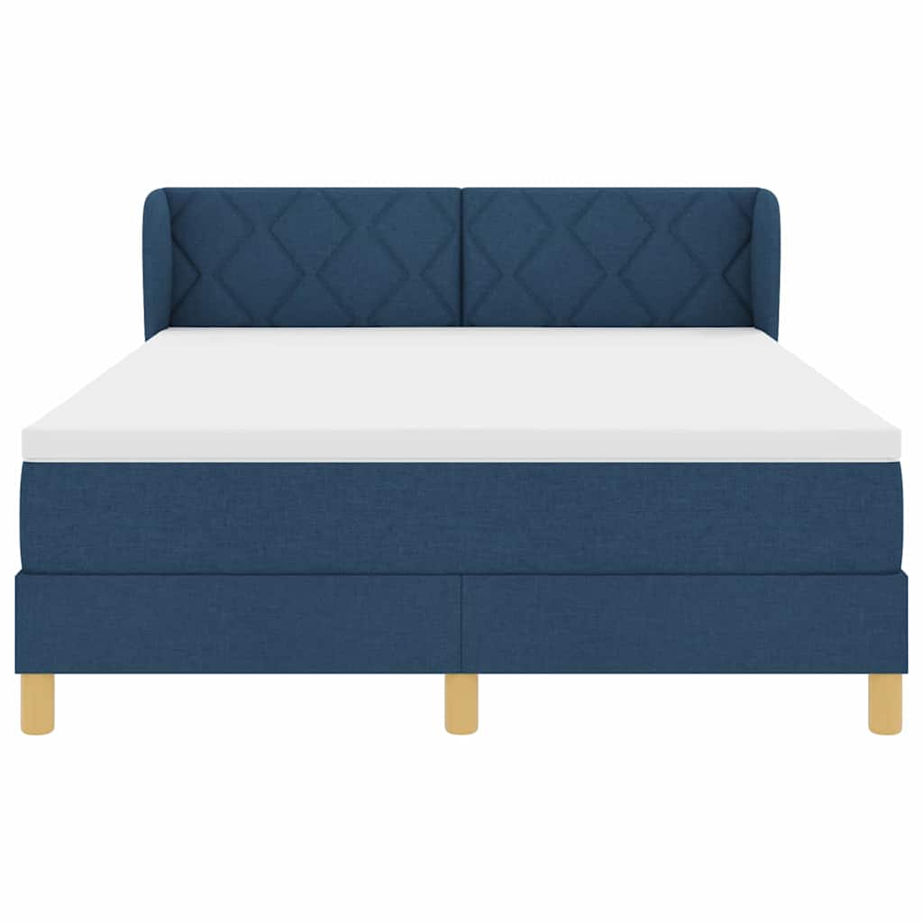 Boxspringbed met hoofdeinde Blauw 140 x 190 cm Stof