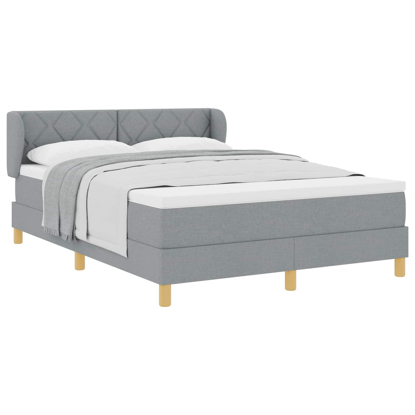 Boxspringbed met hoofdeinde Lichtgrijs 140 x 200 cm Stof