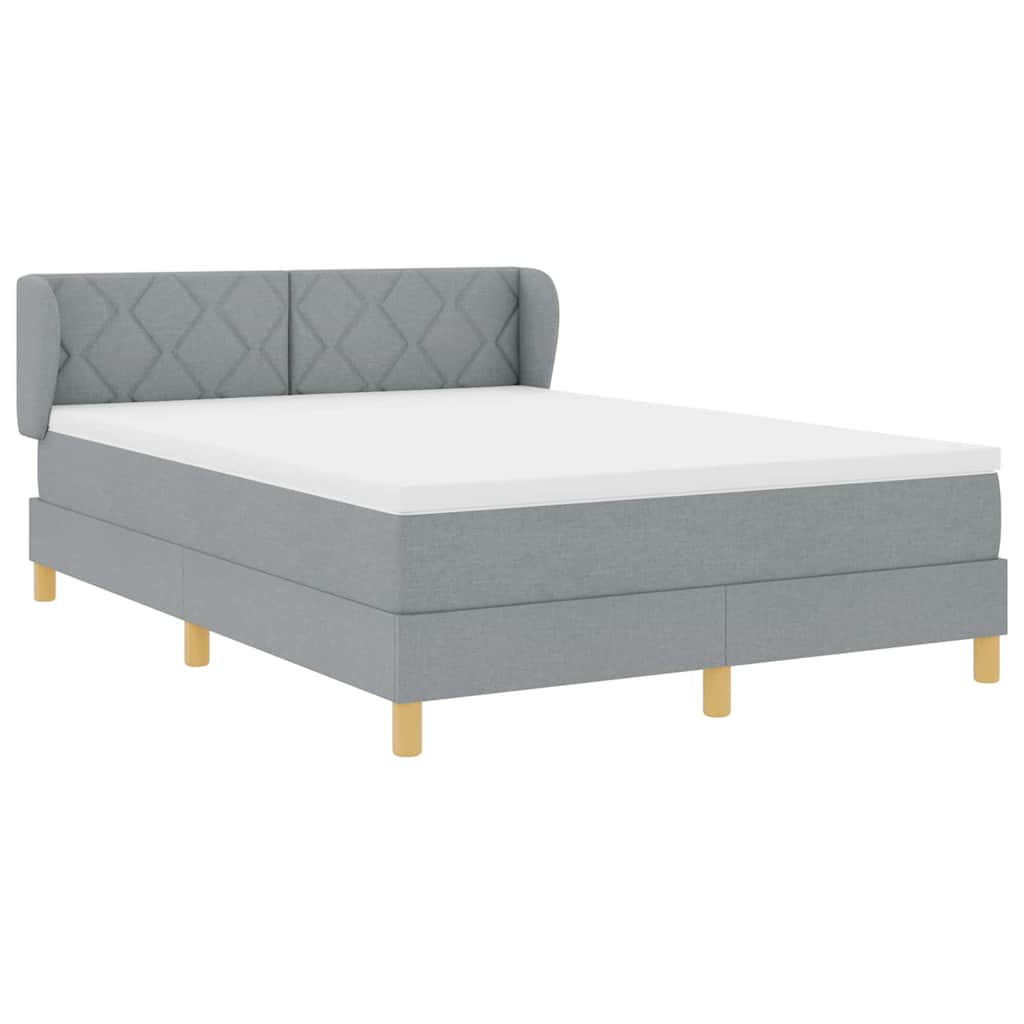 Boxspringbed met hoofdeinde Lichtgrijs 140 x 200 cm Stof