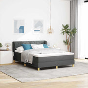 Boxspringbed donkergrijs 140x200 cm met hoofdeinde